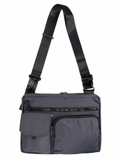 Nylon crossbody bag gris