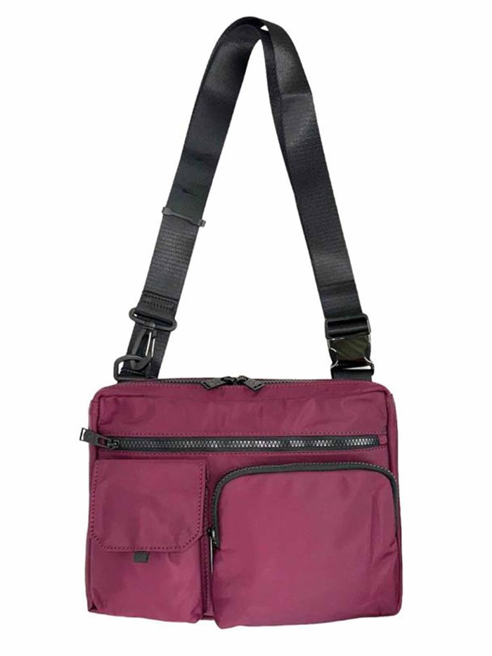 Nylon crossbody bag granate