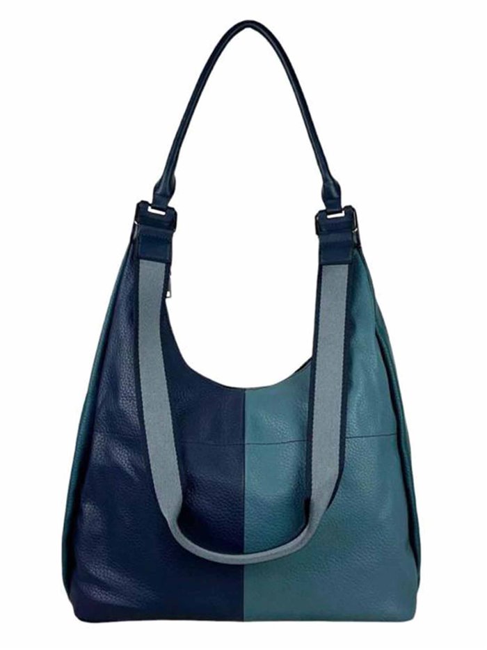 Contrast tote bag azul