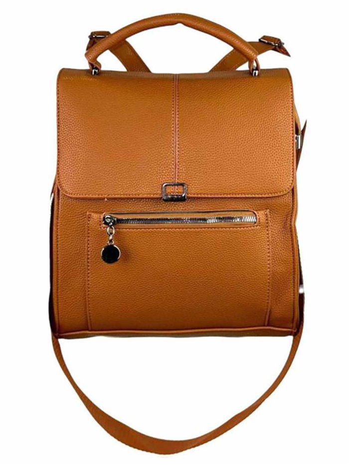 Minimal backpack with flap marron