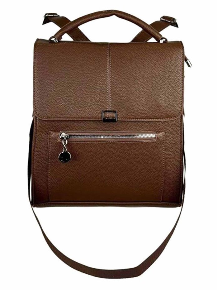 Minimal backpack with flap marron-oscuro