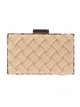 Faux leather braided clutch camel