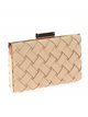 Faux leather braided clutch camel