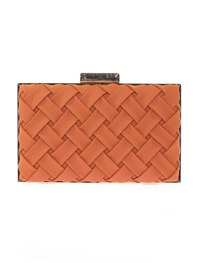 Faux leather braided clutch cafe