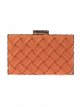 Faux leather braided clutch cafe