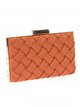 Faux leather braided clutch cafe