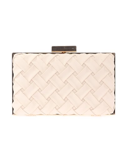 Faux leather braided clutch beige