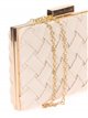 Faux leather braided clutch beige