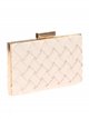 Faux leather braided clutch beige