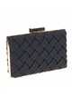 Faux leather braided clutch negro