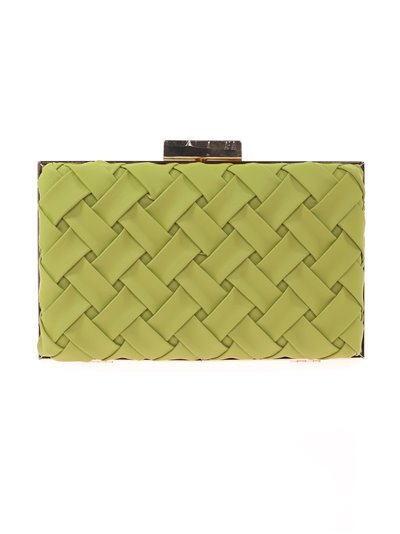 Faux leather braided clutch oliva