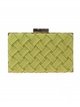 Faux leather braided clutch oliva