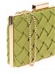 Faux leather braided clutch oliva