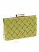 Faux leather braided clutch oliva