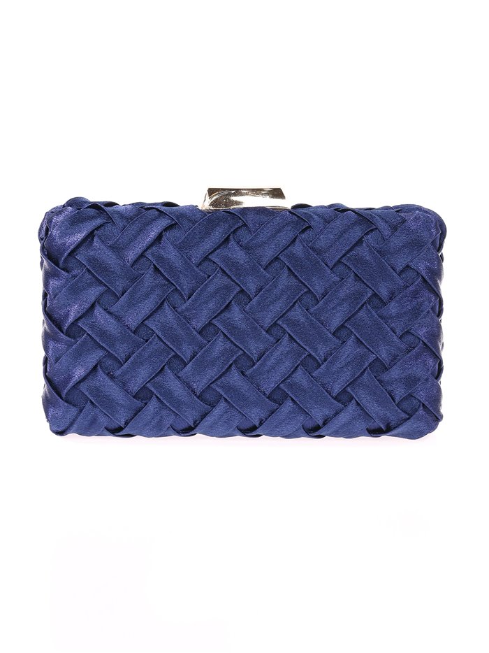 Clutch fiesta raso trenzado azul-marino