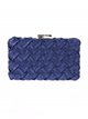 Clutch fiesta raso trenzado azul-marino