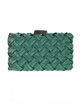 Satin braided clutch verde-botella