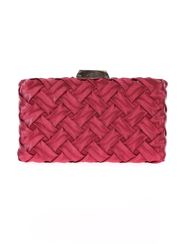 Satin braided clutch granate