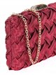 Satin braided clutch granate