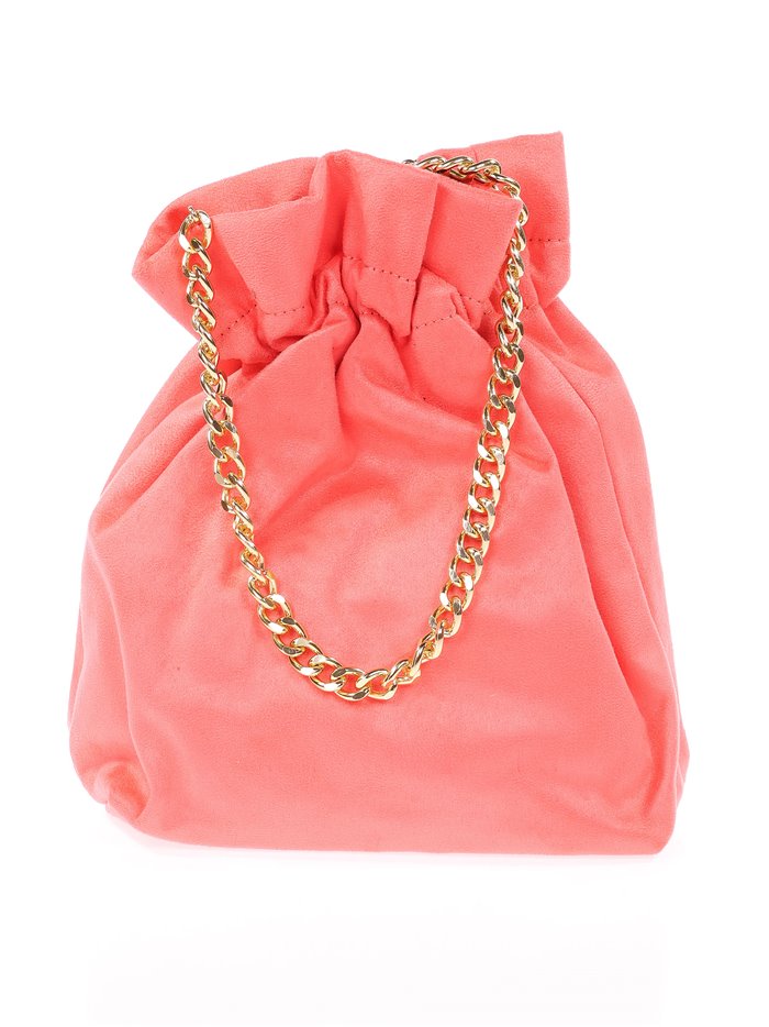 Suede effect bucket bag coral