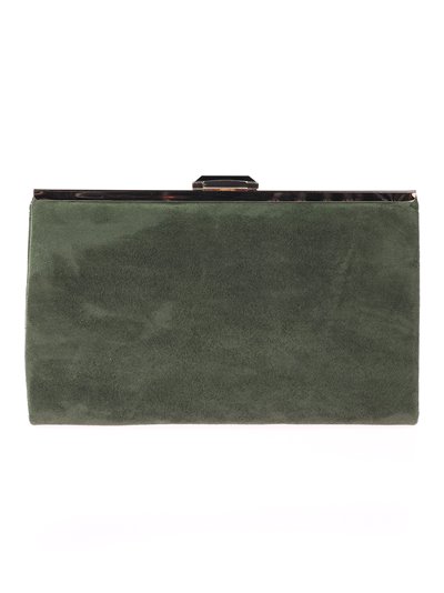 Suede effect clutch verde-botella