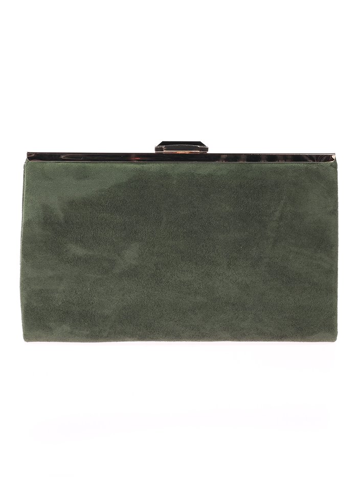 Suede effect clutch verde-botella