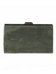 Suede effect clutch verde-botella