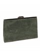 Suede effect clutch verde-botella