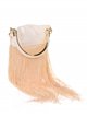 Fringed satin bucket bag beige