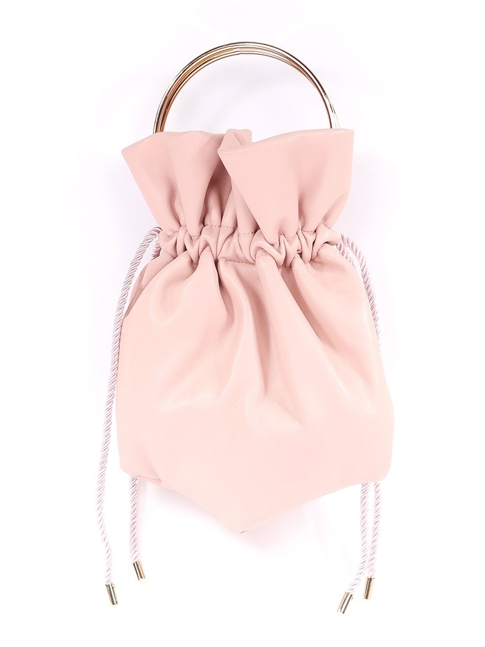 Faux leather bucket bag nude