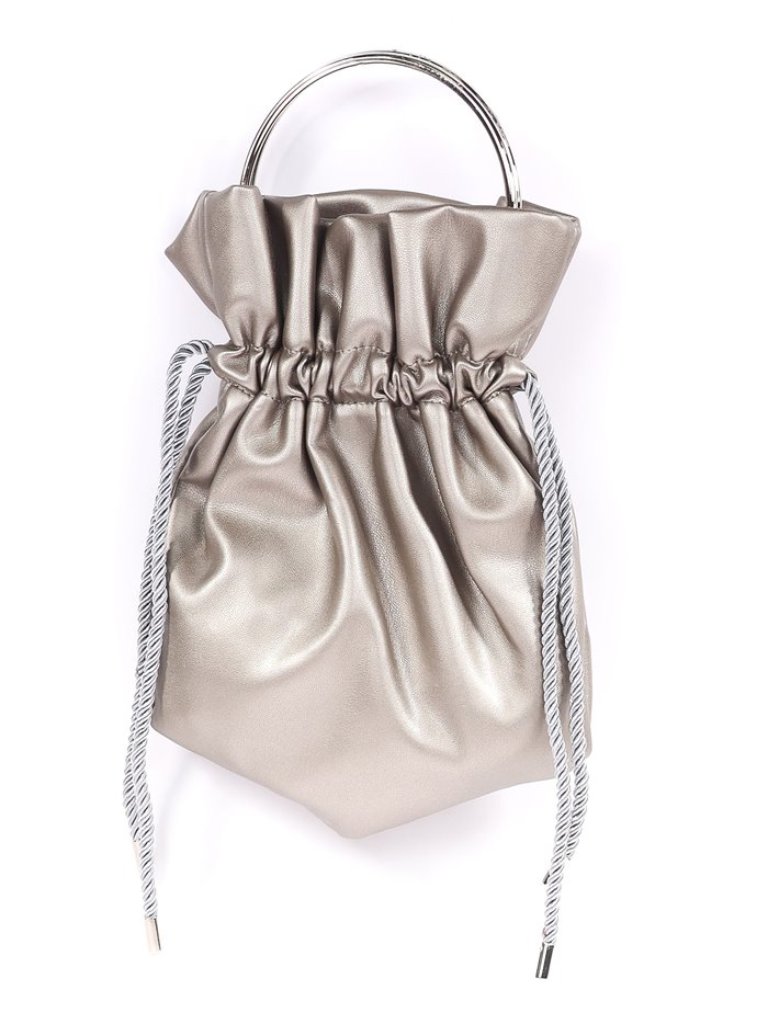 Faux leather bucket bag gris