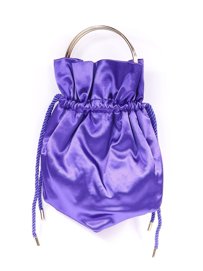 Satin bucket bag morado