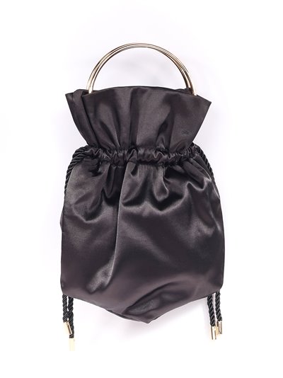 Satin bucket bag negro