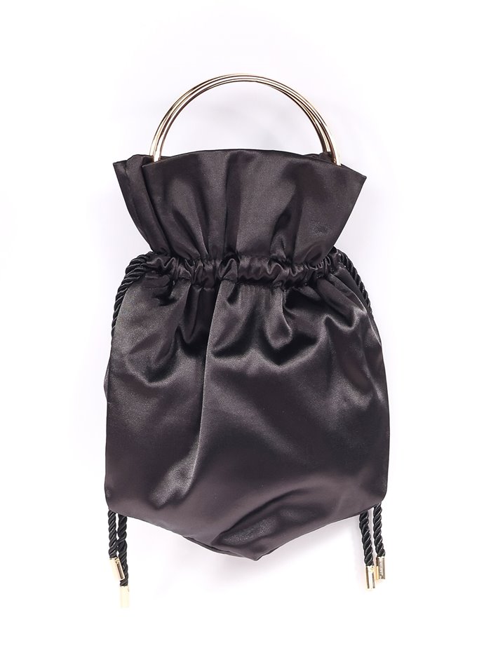 Satin bucket bag negro