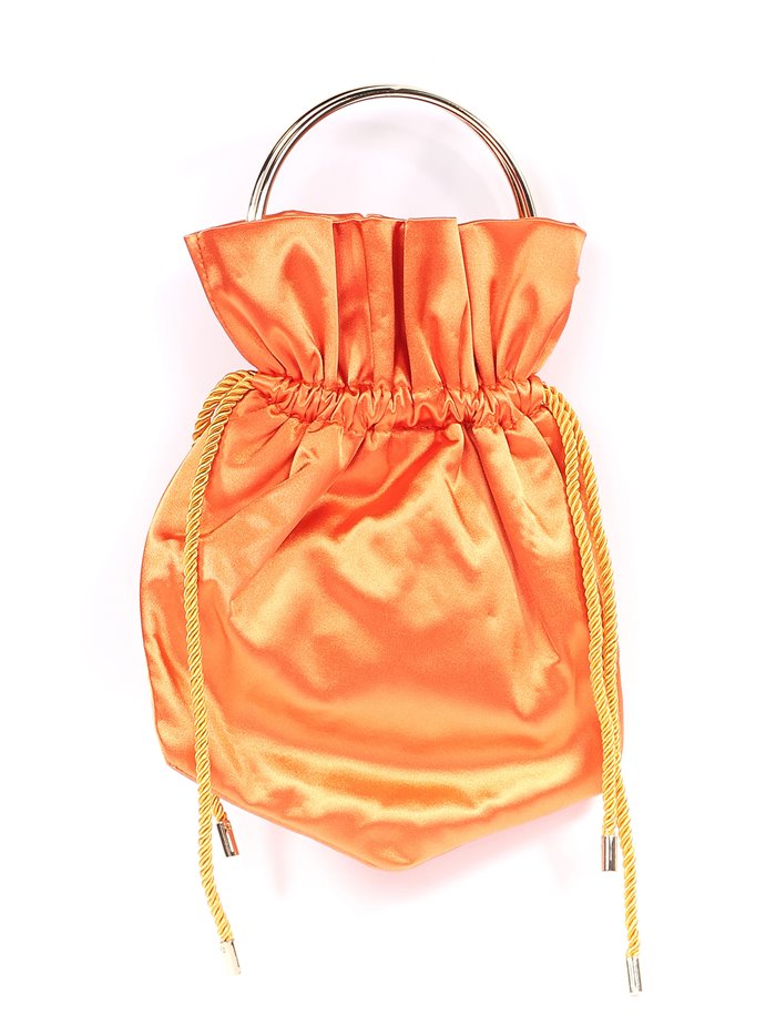 Satin bucket bag naranja