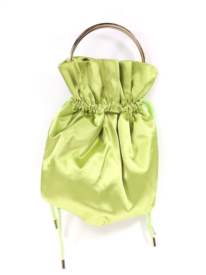 Satin bucket bag verde-oliva