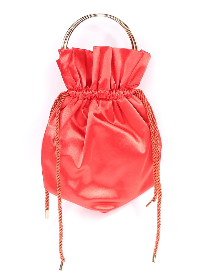 Satin bucket bag rojo