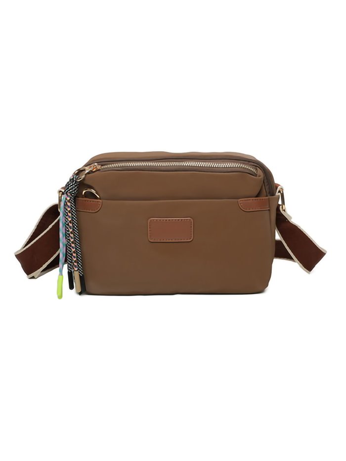 Nylon crossbody bag brown