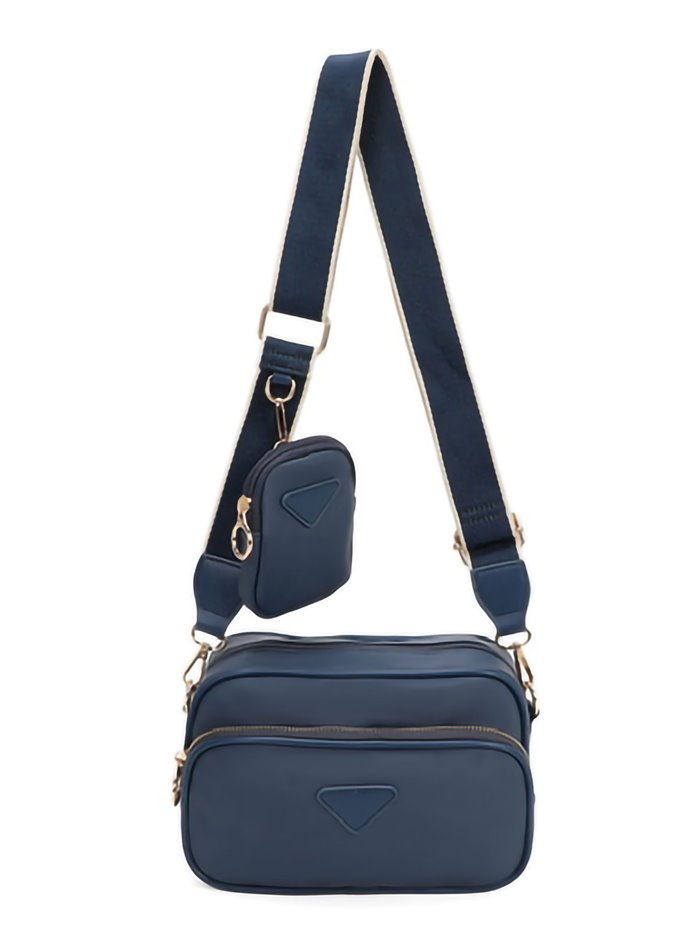 2 pieces Nylon crossbody bag + Purse blue