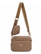 2 pieces Nylon crossbody bag + Purse khaki