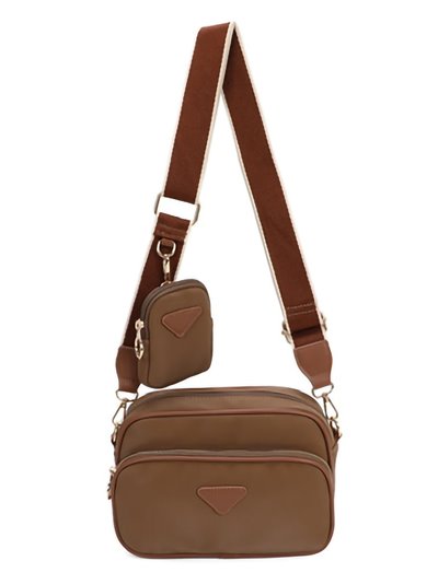 2 pieces Nylon crossbody bag + Purse brown