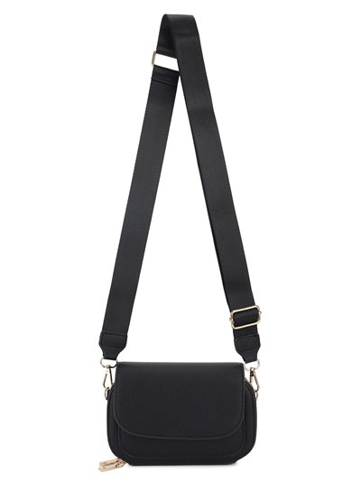 Crossbody bag with flap black