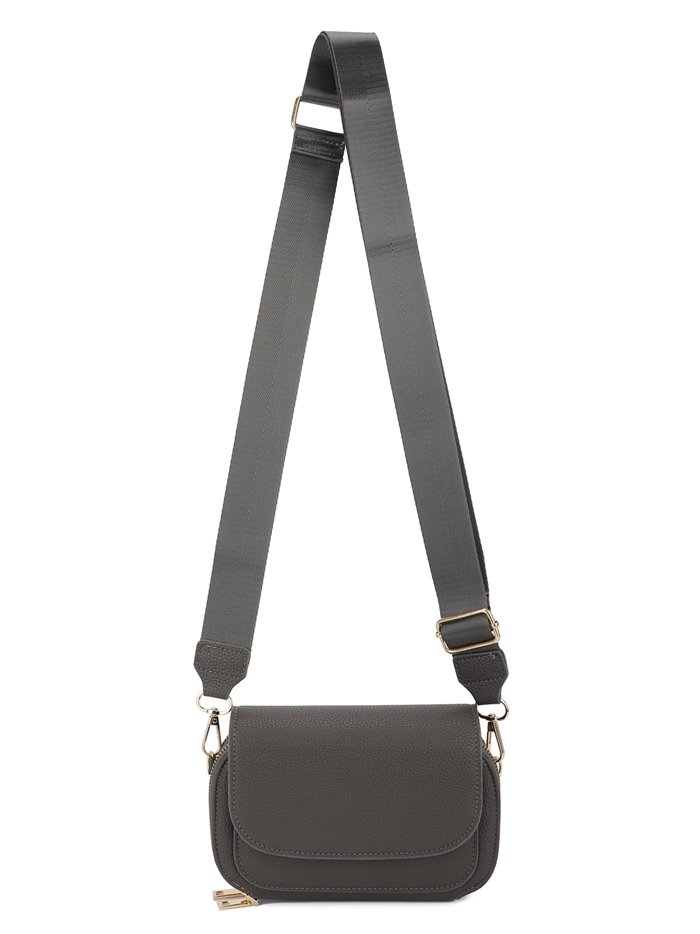 Crossbody bag with flap grey