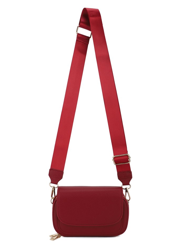 Crossbody bag with flap red