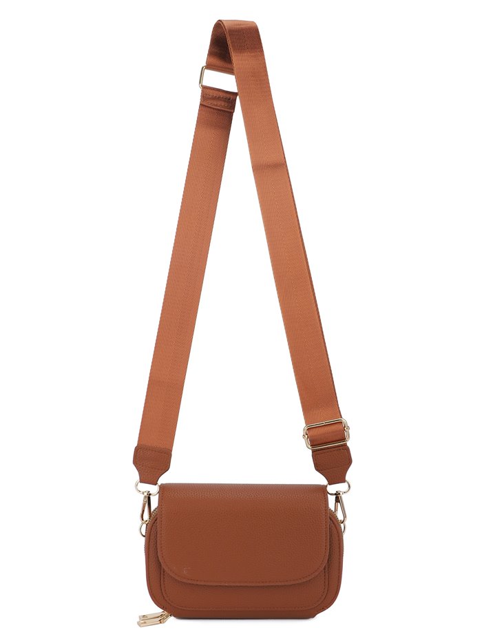 Crossbody bag with flap brown