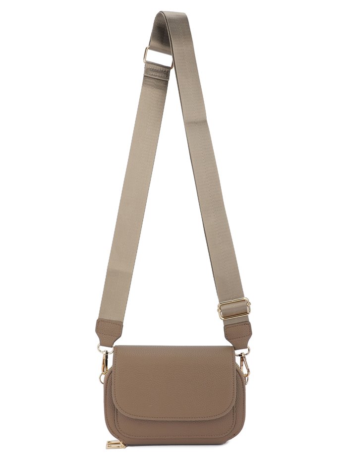 Crossbody bag with flap khaki