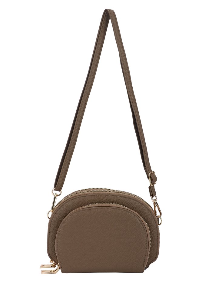 Crossbody bag with zip khaki