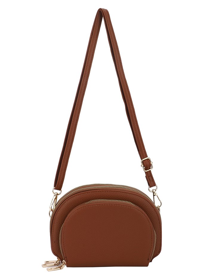 Crossbody bag with zip brown