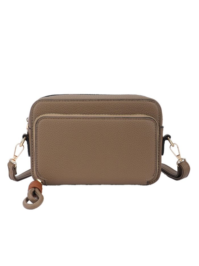 Crossbody bag with zip khaki