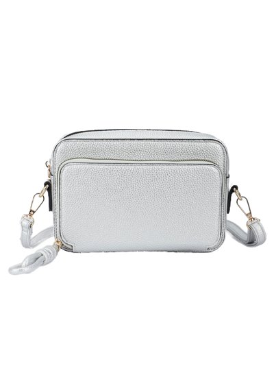 Crossbody bag with zip silver